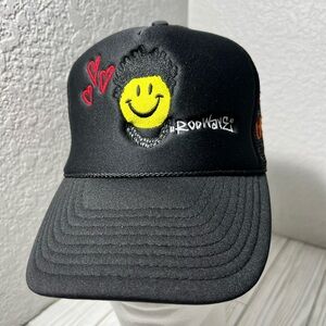 Rod Wave "Love 4 My Fans" Trucker Hat Smiley Face Men’s SnapBack black one size‎
